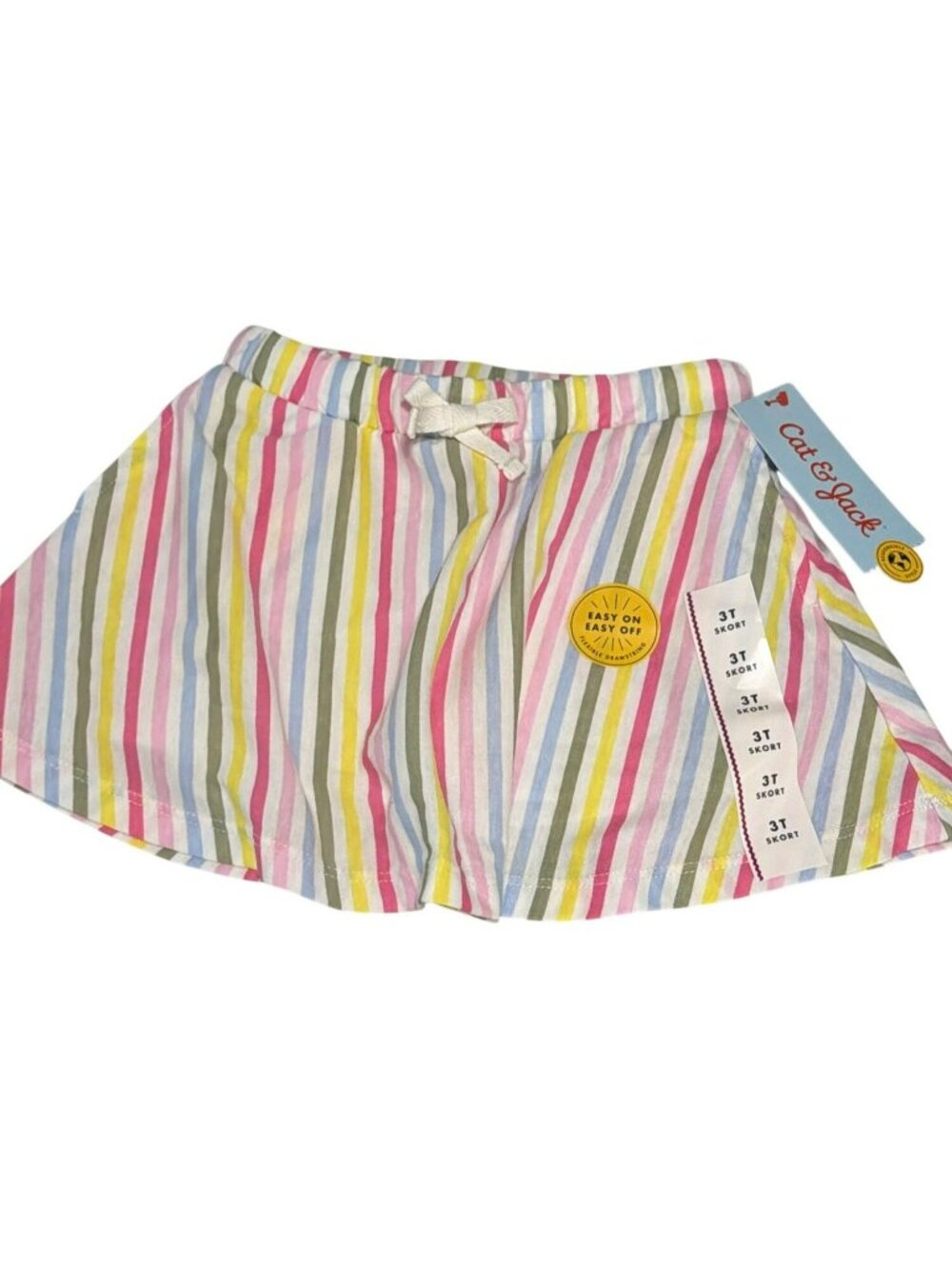 New Cat & Jack Toddler Girls Striped Skort Elastic Waist Multicolor New